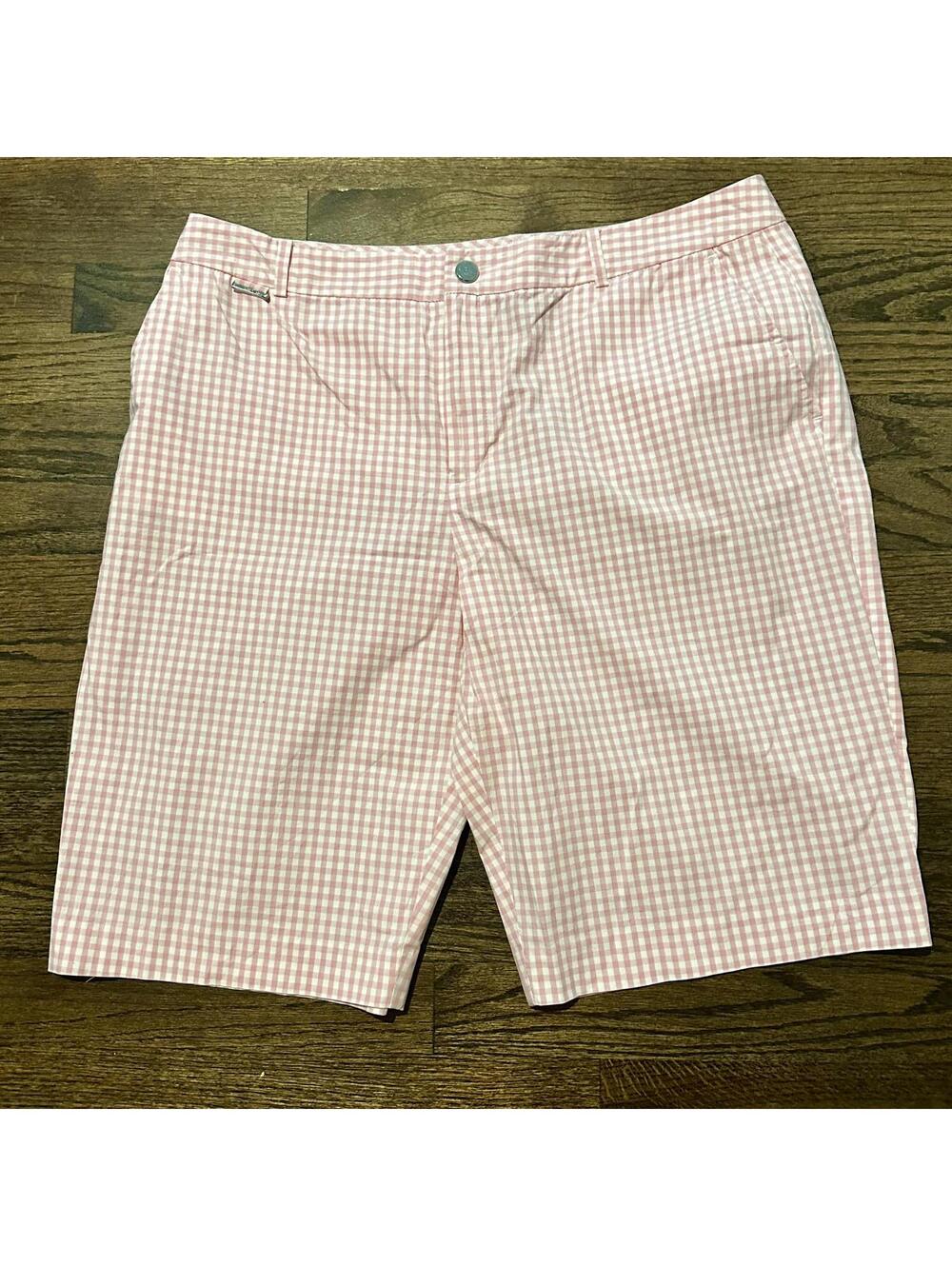 NWOT Women's Lauren Ralph Lauren Pink Gingham 11" Shorts 14